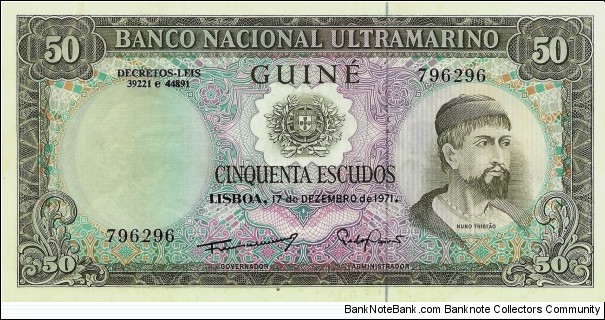 PORTUGUESE GUINEA 50 Escudos 1971 Banknote