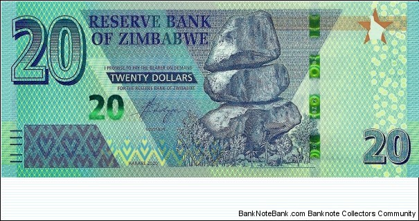 ZIMBABWE 20 Dollars 2020 Banknote