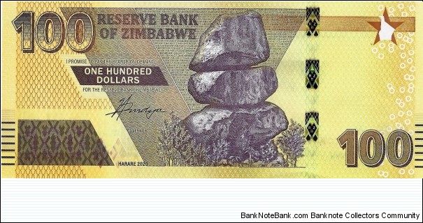 ZIMBABWE 100 Dollars 202 Banknote