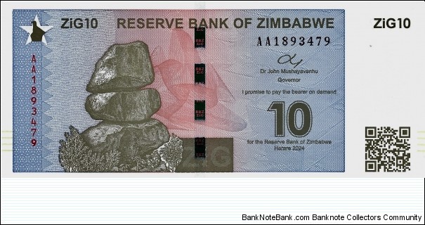 ZIMBABWE 10 Zig 2024 Banknote