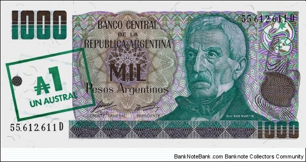 ARGENTINA 1 Austral 1985 Banknote