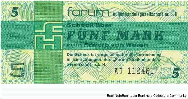 GERMAN DEMOCRATIC REPUBLIC 5 Mark 1979 (Foreign Exchange Note) Banknote