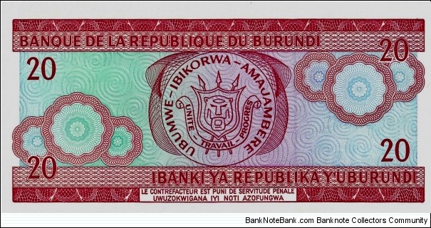 Banknote from Burundi year 2007