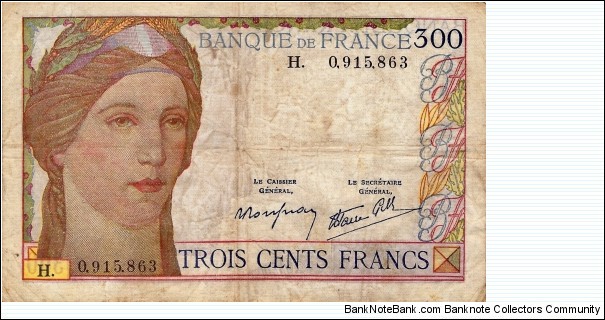 FRANCE 300 Francs 1938 Banknote