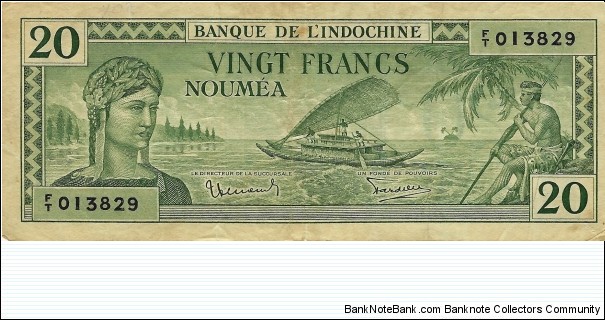 NEW CALEDONIA 20 Francs 1940 Banknote