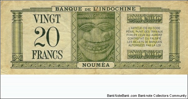 Banknote from French Polynesia year 1940