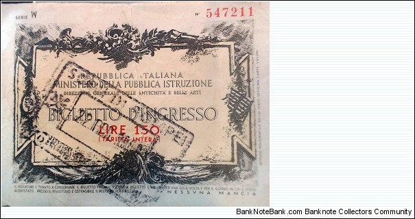 A one-sided paid Tariff note from Italy  Banknote