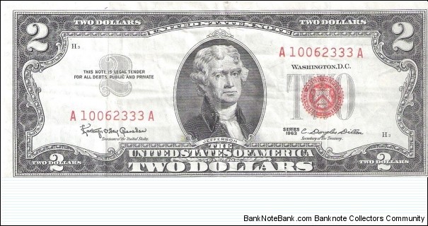 United States Note; 2 dollars; Series 1963 (Granahan/Dillon) Banknote