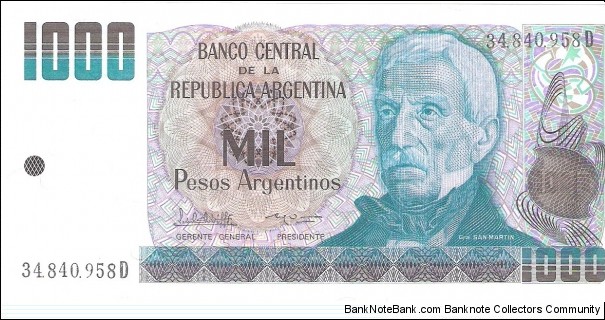 1000 pesos; ND (1984). Banknote