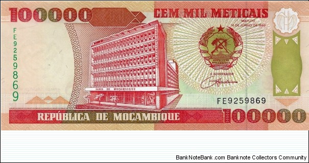 MOZAMBIQUE 100,000 Meticais Banknote