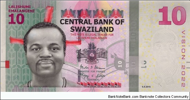 SWAZILAND 10 Emalangeni Banknote